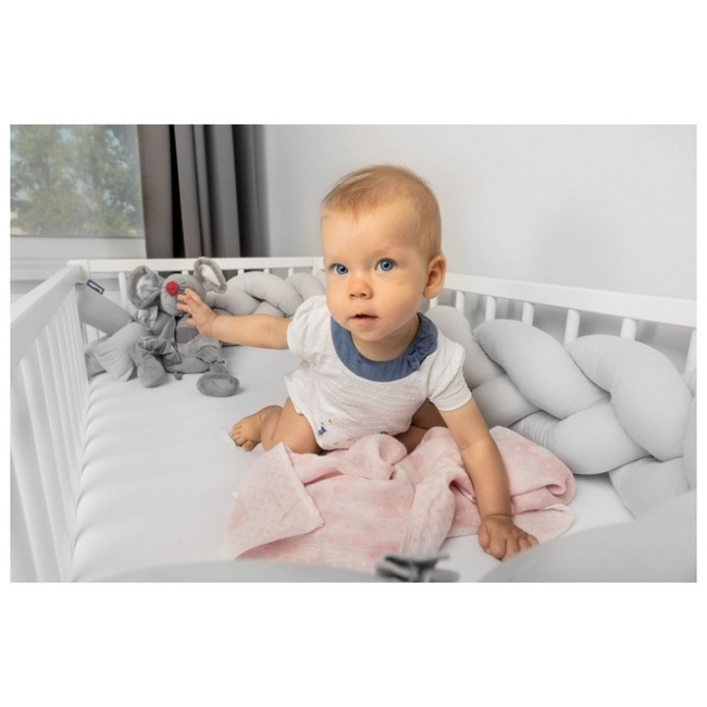 SENSILLO BRAIDED CRIB BUMPERS 210 CM – Blue and Grey Stars