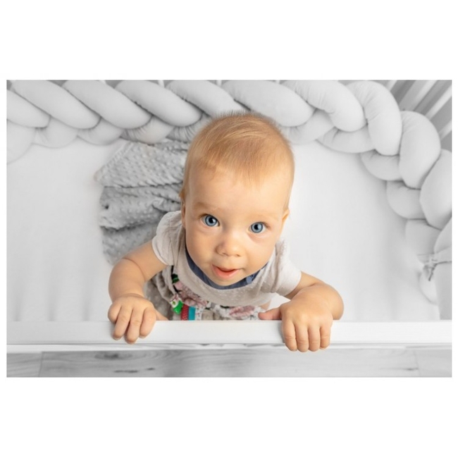 SENSILLO BRAIDED CRIB BUMPERS 210 CM – Blue and Grey Stars