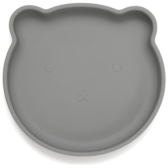 Petit Monkey Bear Children's Silicone Plate 16x17x3cm Pewter Green PTM-SP2