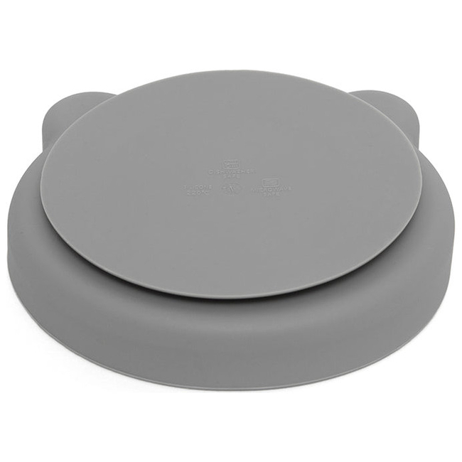 Petit Monkey Bear Children's Silicone Plate 16x17x3cm Pewter Green PTM-SP2