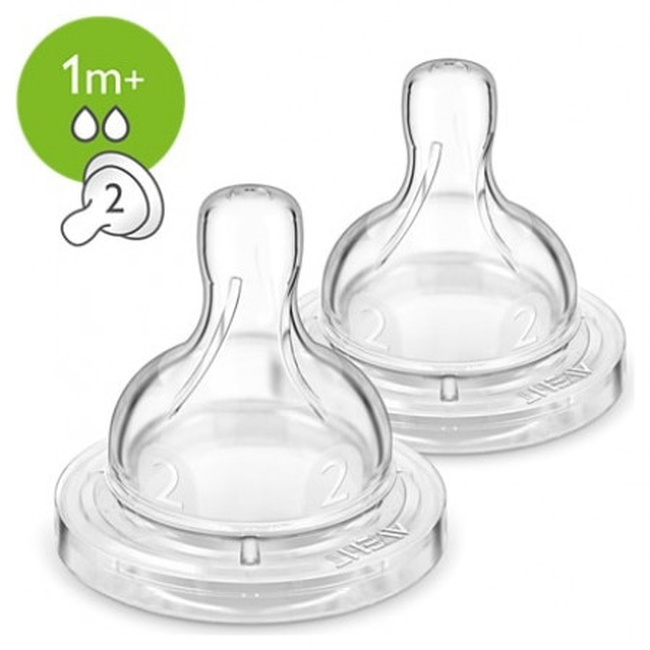 Philips Avent Classic+ SCF632/27 Θηλές για Μπιμπερό 2 οπών για Νεογνά 1Μ+  (2 τμχ)