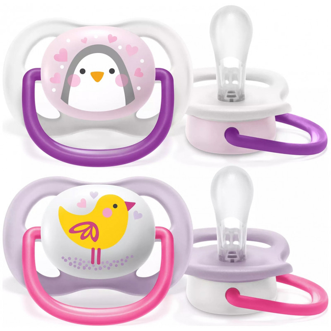Philips Avent SCF080/06 Πιπίλες Σιλικόνης 2 τμχ Ultra Air 0-6 μηνών Bird Penguin