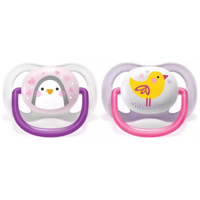 Philips Avent SCF080/06 Πιπίλες Σιλικόνης 2 τμχ Ultra Air 0-6 μηνών Bird Penguin