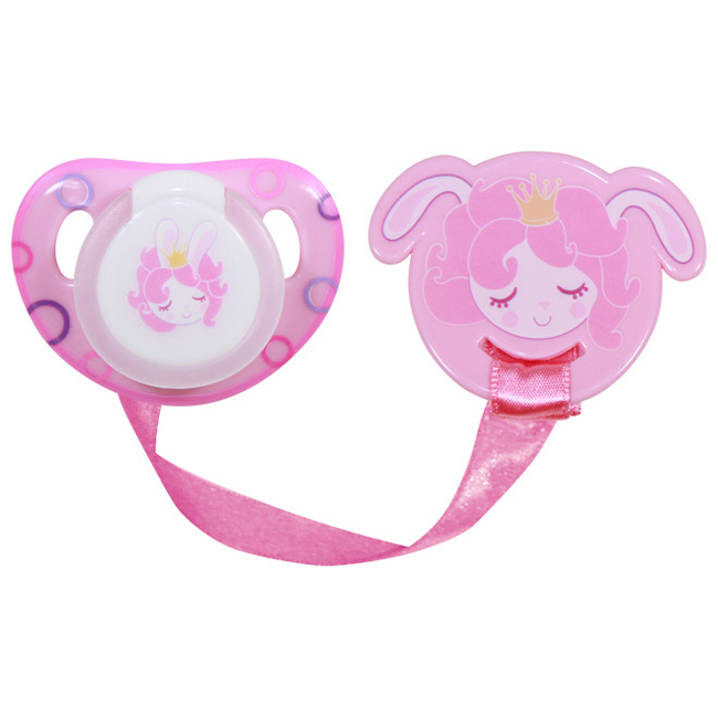 Lorelli Baby Pacifier With Holder - Pink Princess