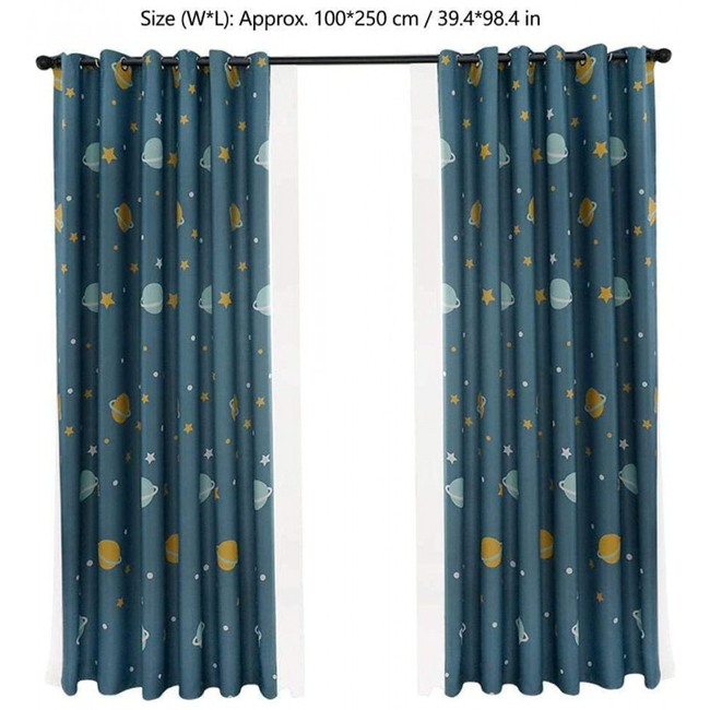 Curtain Black Out 100 x 250 cm 2 PCs - Blue Planets