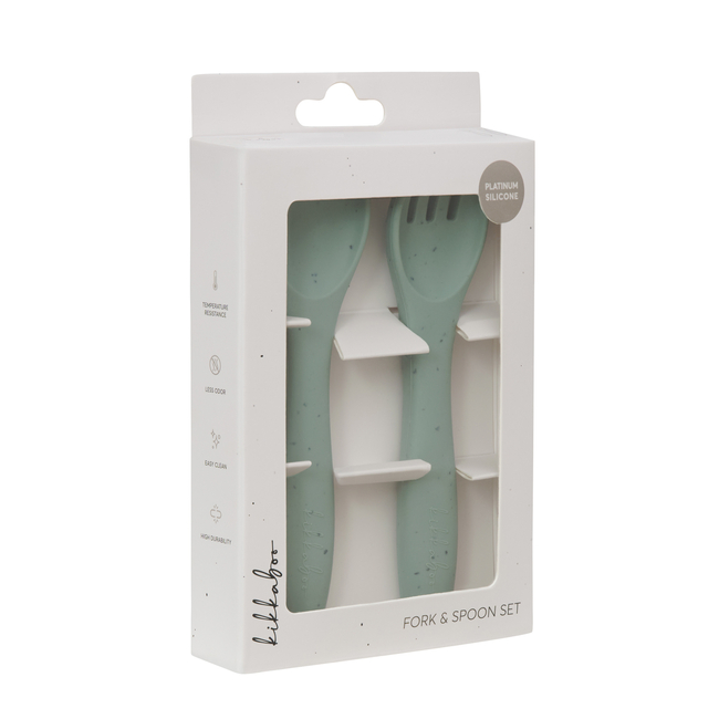 Kikka Boo Σετ πιρουνιών και κουταλιών Platinum Silicone Sage 31302050014