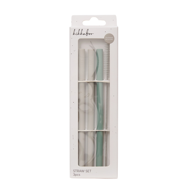 Kikka Boo Σετ καλαμάκια 3 τεμαχίων Platinum Silicone Sage 31302050003
