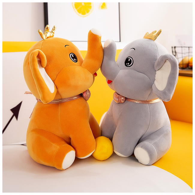 LARGE Sweet Dreams Elephant Plush Toy with crown 40 cm - Grey