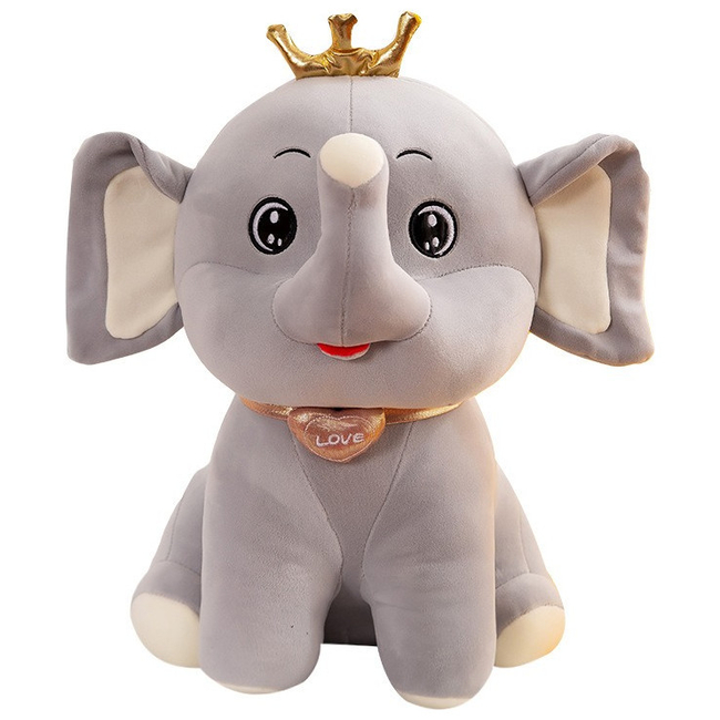 LARGE Sweet Dreams Elephant Plush Toy with crown 40 cm - Grey