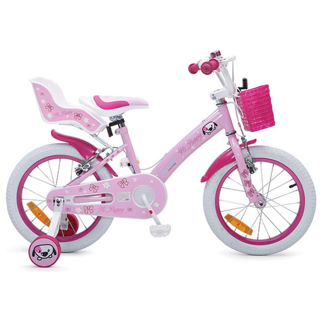Παιδικό Ποδήλατο 16" Byox Puppy Καλαθάκι 2η Θέση Κουδουνάκι  Βοηθητικές - 4 έως 8 ετών - ροζ