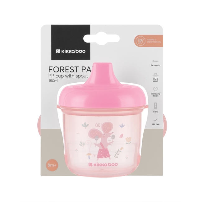 Kikka Boo PP cup with spout 150ml Forest Party Pink 31302030073