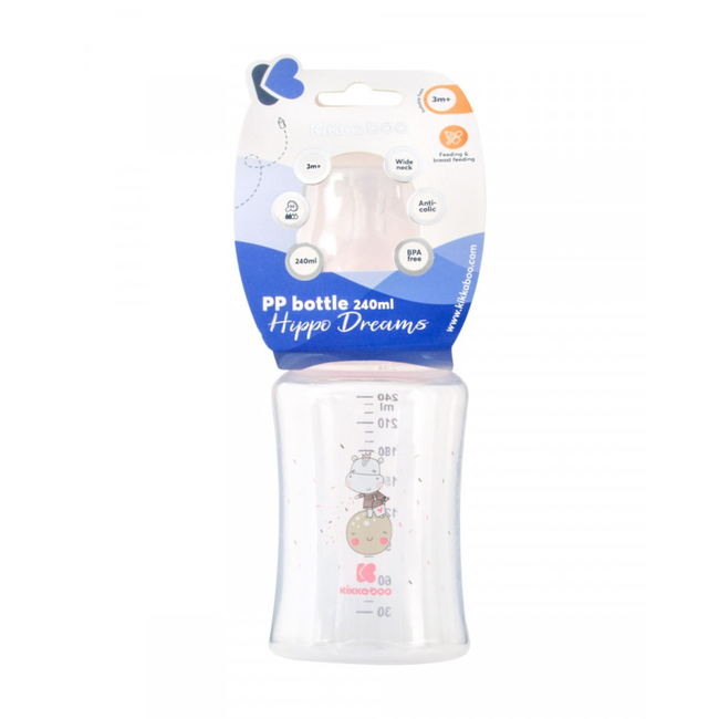 Kikka Boo PP feeding bottle 240ml Hippo Dreams Pink (31302020129)