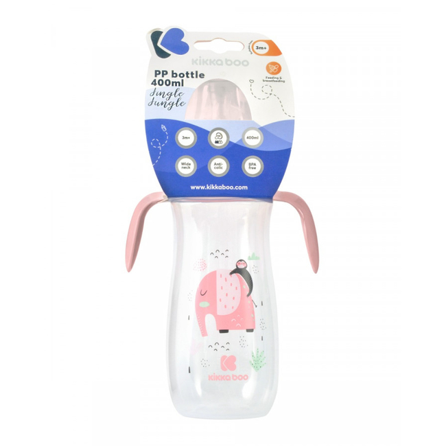 Kikka Boo PP feeding bottle 400ml Jingle Jungle Pink (31302020134)