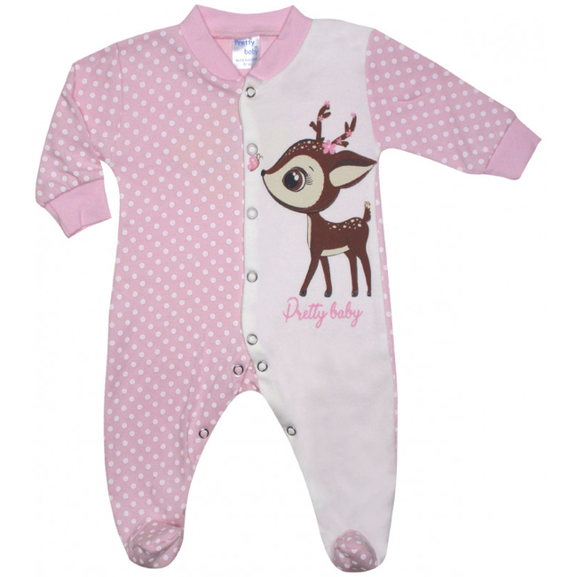 Pretty Baby Deer Winter Baby Bodysuit 100% Cotton 1-3 months Pink Ecru Marine 35895