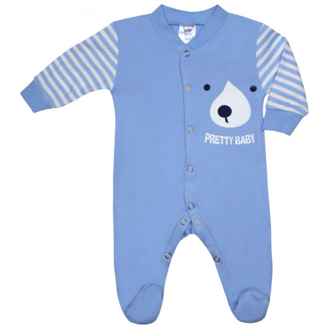 Pretty Baby Face Winter Baby Bodysuit 100% Cotton 6-9 months Ecru Blue 35892