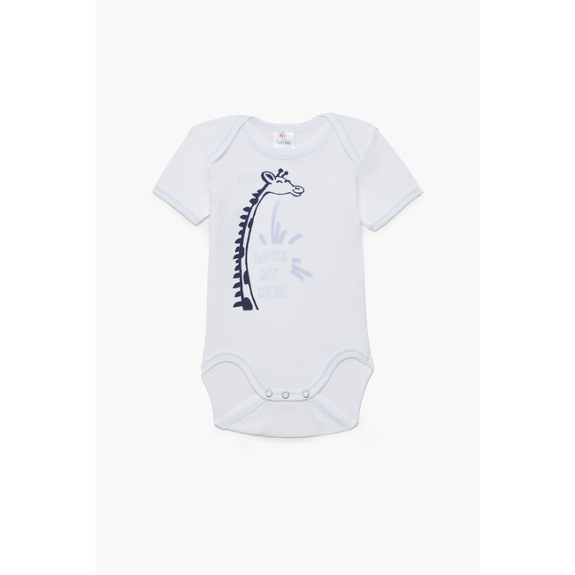 Pretty Baby Beep Set of 6 Baby Cotton Bodysuits Short Sleeve Blue White