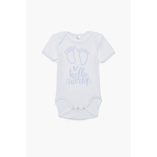 Pretty Baby Beep Set of 6 Baby Cotton Bodysuits Short Sleeve Blue White