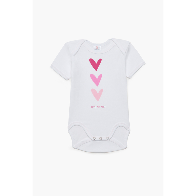 Pretty Baby Cute Girl Σετ 6 βρεφικά βαμβακερά κορμάκια κοντό μανίκι Λευκό Ροζ