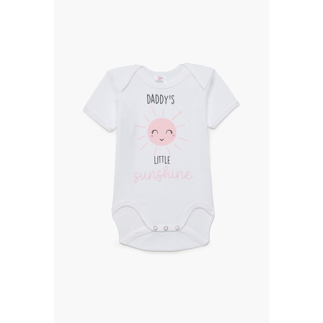 Pretty Baby Cute Girl Σετ 6 βρεφικά βαμβακερά κορμάκια κοντό μανίκι Λευκό Ροζ