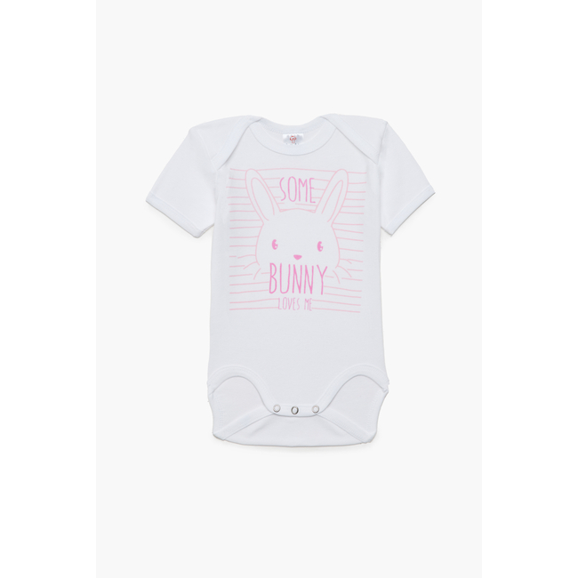 Pretty Baby Cute Girl Σετ 6 βρεφικά βαμβακερά κορμάκια κοντό μανίκι Λευκό Ροζ