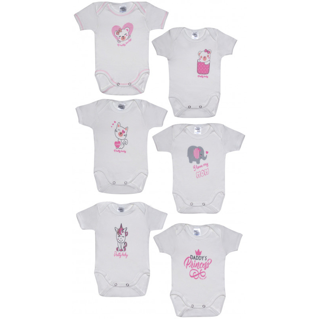 Pretty Baby Princess Set 6 Pieces of Cotton Short Sleeves 1-3 months White 34827