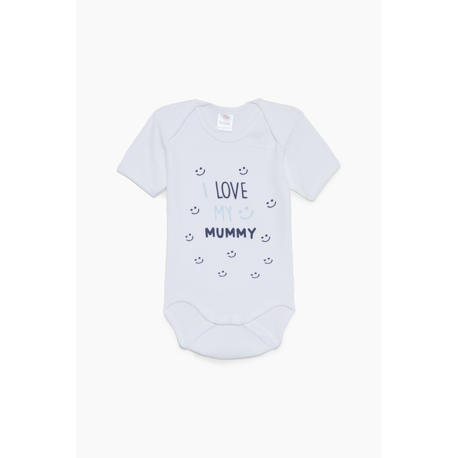 Pretty Baby Φαγάνα Σετ 6 βρεφικά βαμβακερά κορμάκια κοντό μανίκι Λευκό Σιέλ