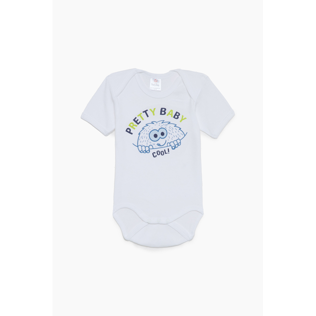 Pretty Baby Φαγάνα Σετ 6 βρεφικά βαμβακερά κορμάκια κοντό μανίκι Λευκό Σιέλ