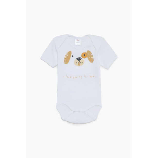 Pretty Baby Φαγάνα Σετ 6 βρεφικά βαμβακερά κορμάκια κοντό μανίκι Λευκό Σιέλ