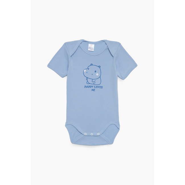 Pretty Baby Mummy Σετ 6 βρεφικά βαμβακερά κορμάκια κοντό μανίκι Σιέλ