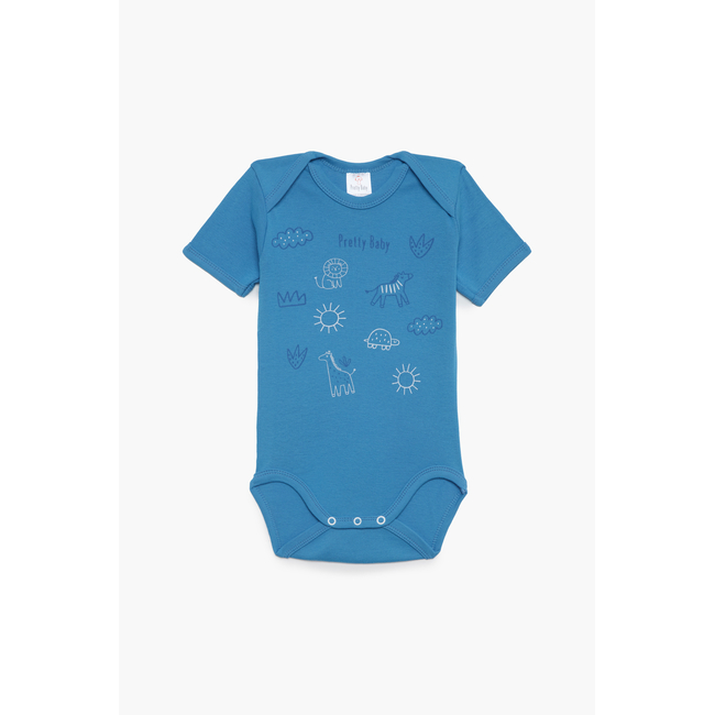 Pretty Baby Mummy Σετ 6 βρεφικά βαμβακερά κορμάκια κοντό μανίκι Σιέλ