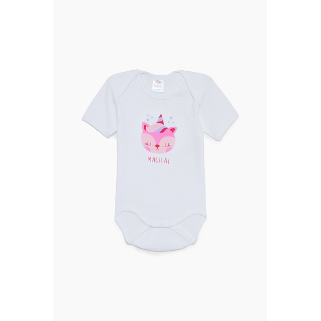 Pretty Baby Queen Σετ 6 βρεφικά βαμβακερά κορμάκια κοντό μανίκι Λευκό Ροζ