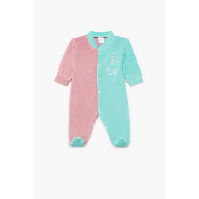 Pretty Baby Winter Velour Baby Sleepsuit Long Sleeve Unicorn Pink Green