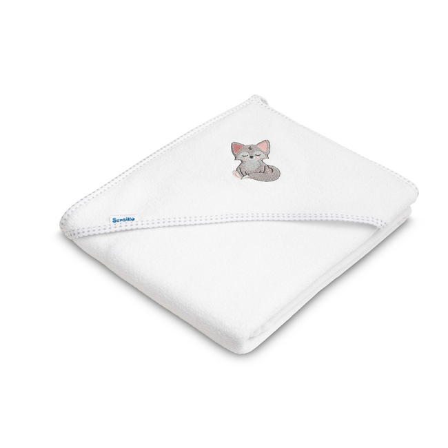 Sensillo Hooded Bath Towel 100x100 cm White Wolf 41652