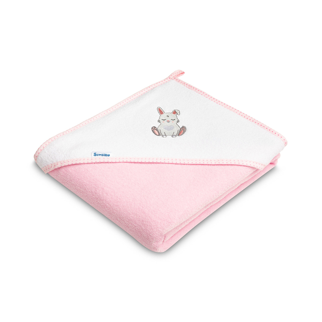 Sensillo Hooded Bath Towel 100x100 cm Pink Bunny 41654