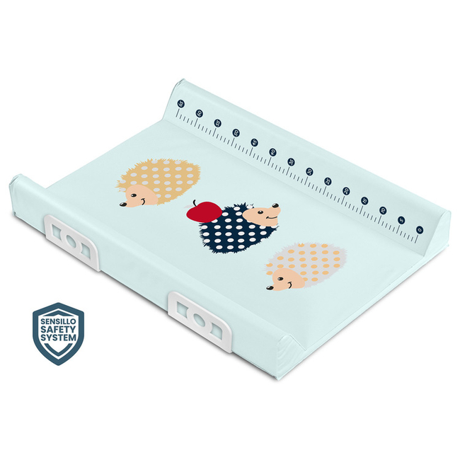 Sensillo Stiffened Changing Pad WITH SAFETY SYSTEM - Hedgehogs mint 70 cm