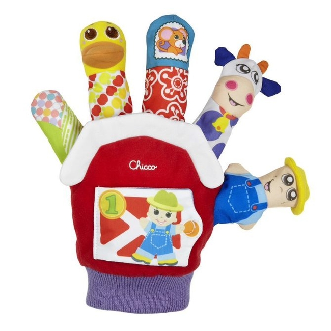 Chicco Farmyard Fabric Finger Puppet for 3+ Months