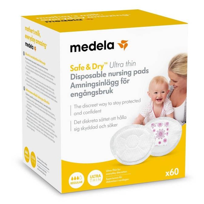 Medela Safe & Dry 0376 Επιθέματα στήθους 1 χρήσης με πηκτικό παράγοντα 60 τεμάχια