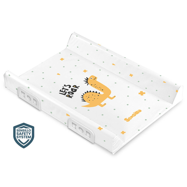 Sensillo Stiffened Changing Pad with Safety System– Dino - Yellow 70 cm