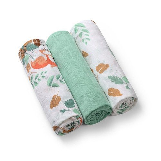 BabyOno 348/12 MUSLIN DIAPERS, 3PCS, GREEN ONO-66976