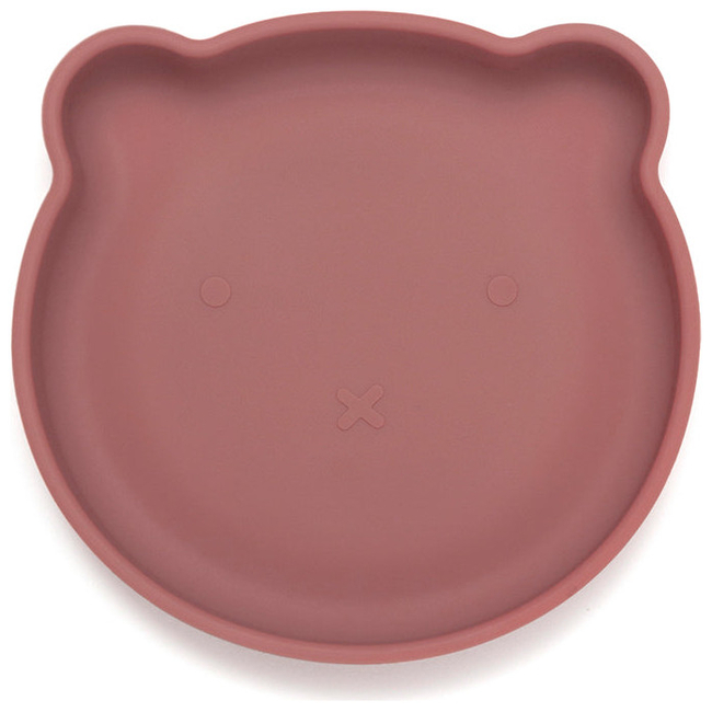 Petit Monkey Bear Children's Silicone Plate 16x17x3cm Mahogany Rose PTM-SP1