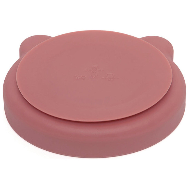 Petit Monkey Bear Children's Silicone Plate 16x17x3cm Mahogany Rose PTM-SP1