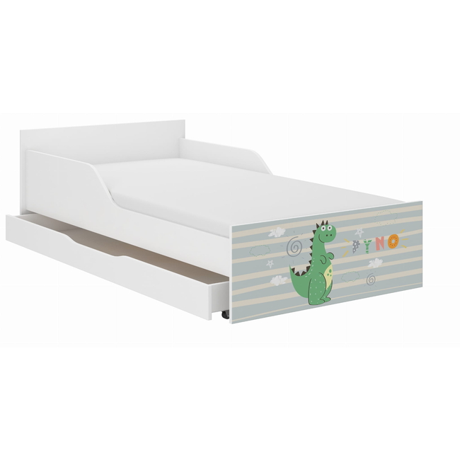 Pufi Children's Bed 90x180 cm with Drawer + Free Mattress - Dino