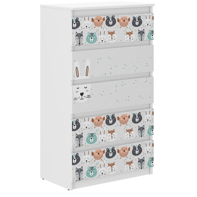 Children's Chest of Drawers R5 70x40x121cm Animals