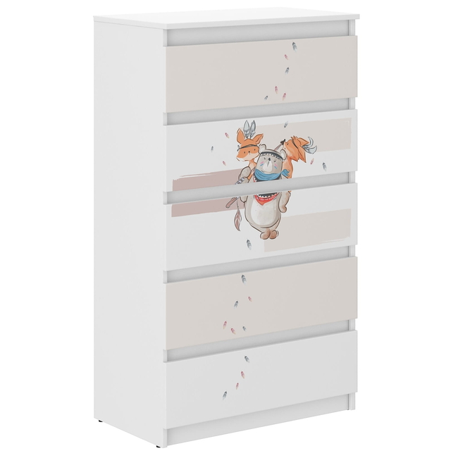 Children's Chest of Drawers R5 70x40x121cm Bear Fox