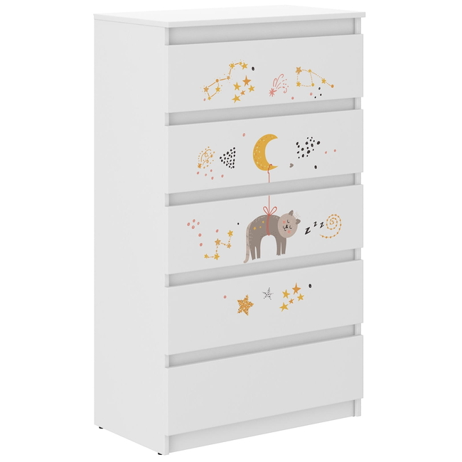 Children's Chest of Drawers R5 70x40x121cm Kitten