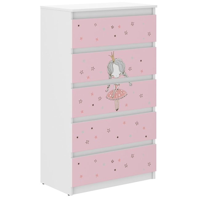 Children's Chest of Drawers R5 70x40x121cm Princess