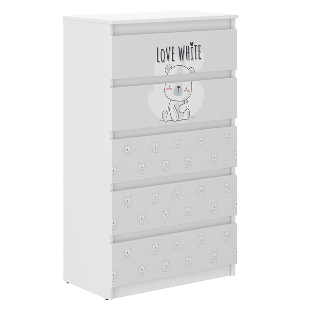 Children's Chest of Drawers R5 70x40x121cm White Bear