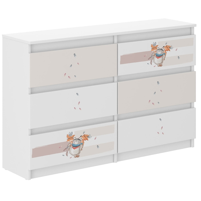 Children's Chest of Drawers R120 30x120X77cm Bear Fox