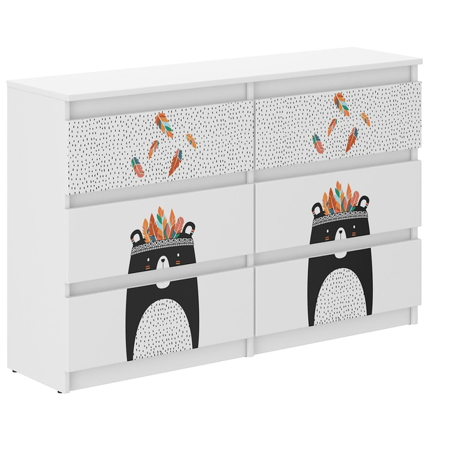 Children's Chest of Drawers R120 30x120X77cm Black & White