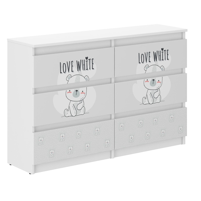 Children's Chest of Drawers R120 30x120X77cm White Bear